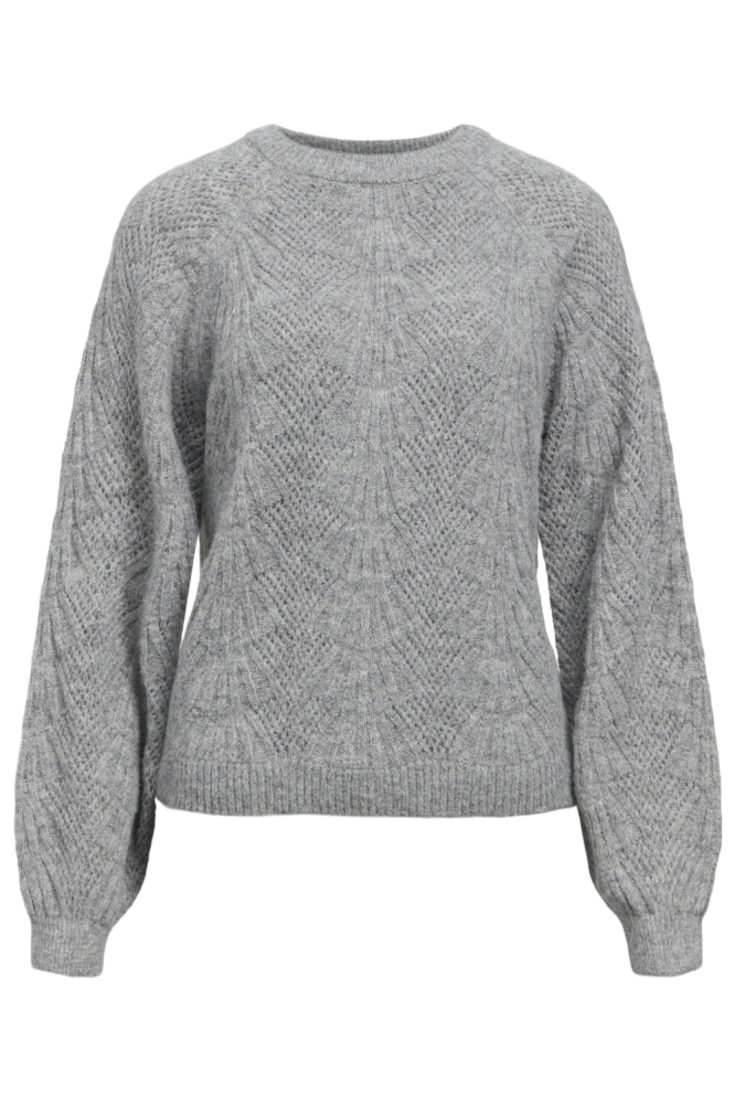 OBJFLORA RE L/S KNIT PULLOVER NOOS 23044646 Medium Grey Melange